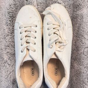 ASOS Textured White Lace-Up Sneakers